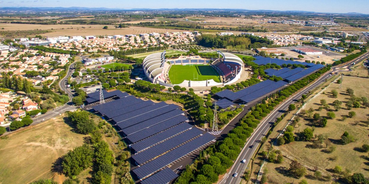 Panneau solarisation Stade Parking Photovoltaique Ecologie Ecolosport